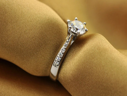 Classic Solitaire Sterling Silver Ring