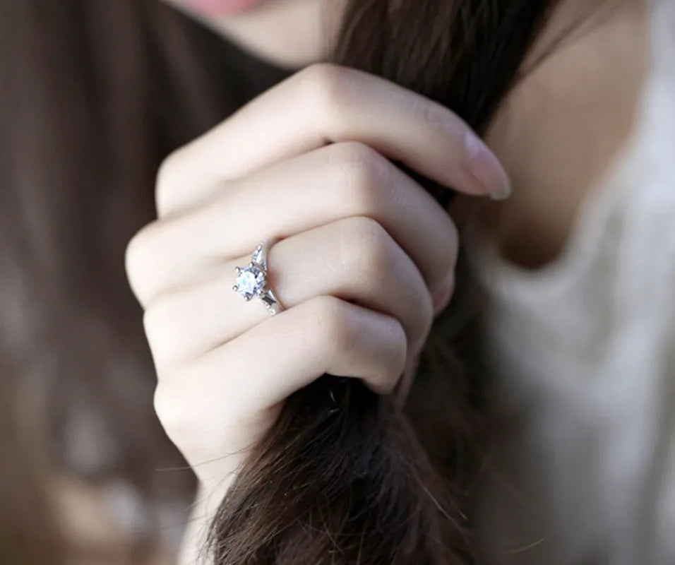 Classic Solitaire Sterling Silver Ring