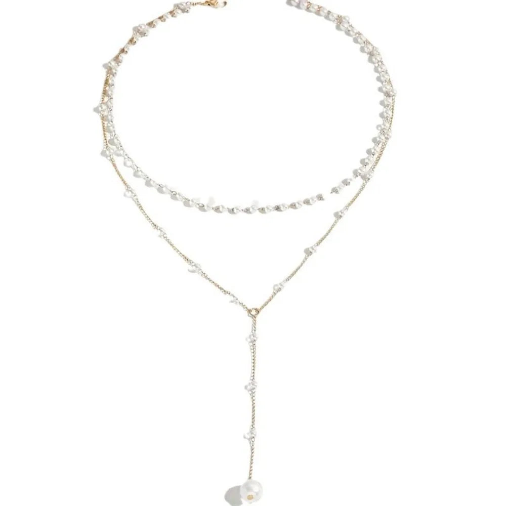 Elegant Double-Layer Pearl Pendant Necklace