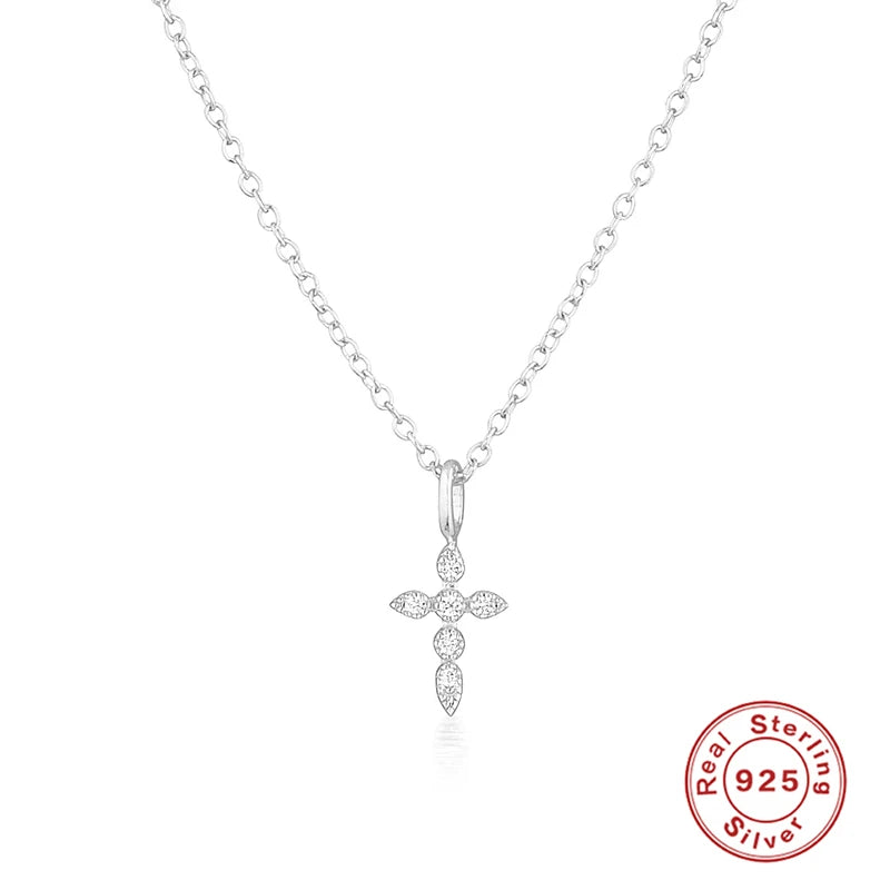 Zeedia Pearl Cross Necklace | 925 Sterling Silver | Free US Shipping