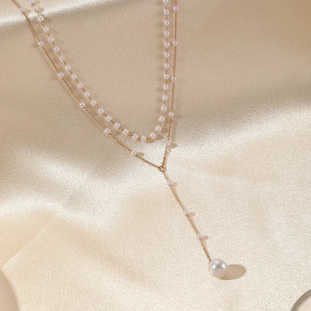 Elegant Double-Layer Pearl Pendant Necklace
