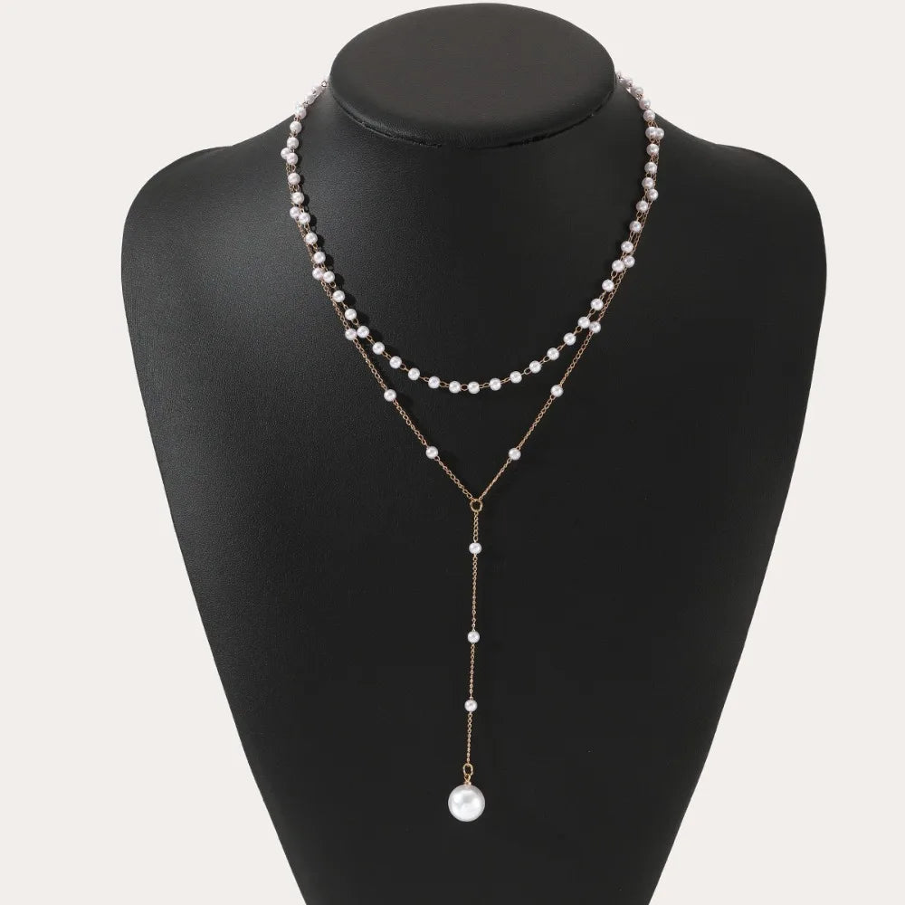 Elegant Double-Layer Pearl Pendant Necklace