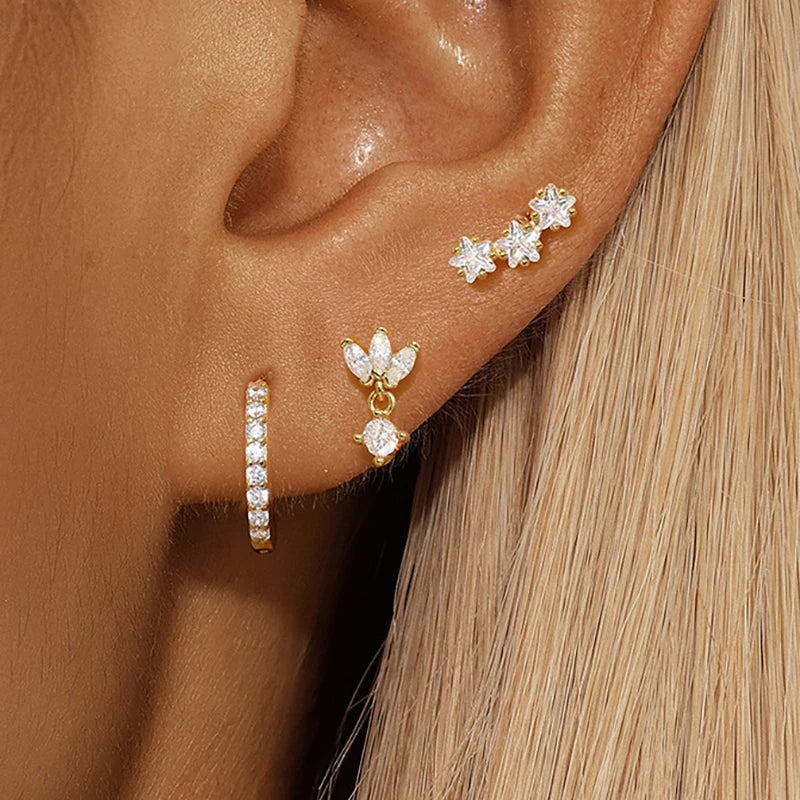 Celestial Star Huggie Earrings Set