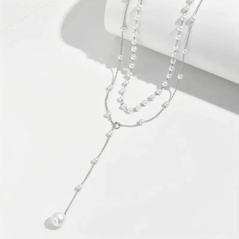 Elegant Double-Layer Pearl Pendant Necklace