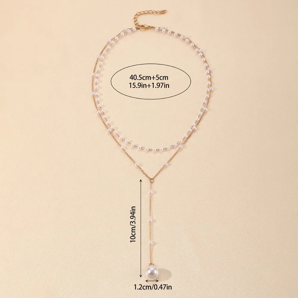 Elegant Double-Layer Pearl Pendant Necklace