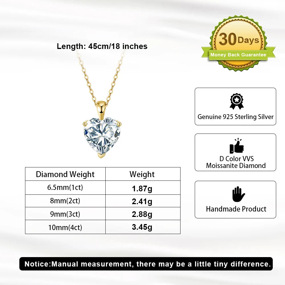 Zeedia Amore Heart Necklace | Moissanite 925 Sterling Silver