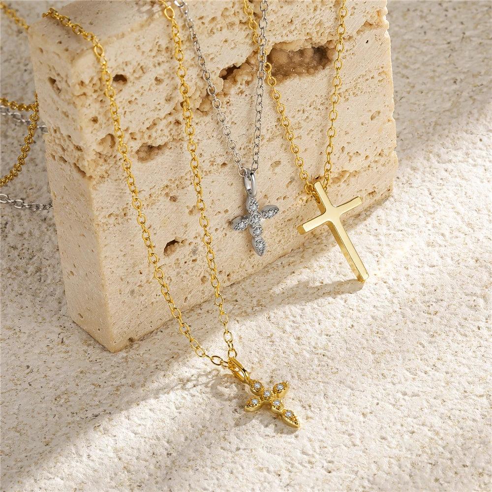 Zeedia Pearl Cross Necklace | 925 Sterling Silver | Free US Shipping