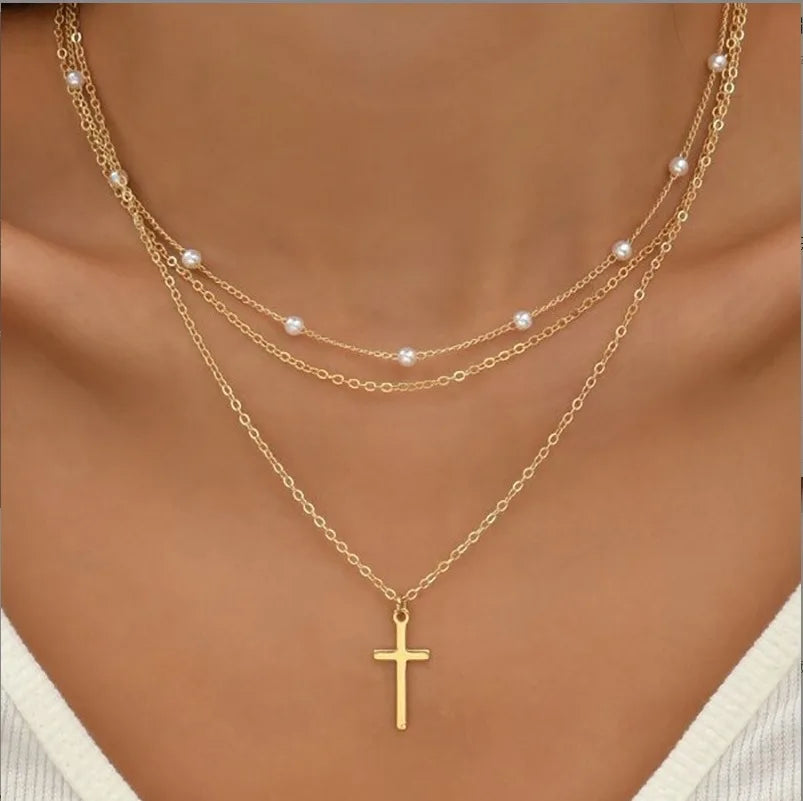 Pearl & Gold Heart Necklace Set