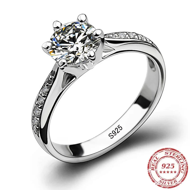 Classic Solitaire Sterling Silver Ring