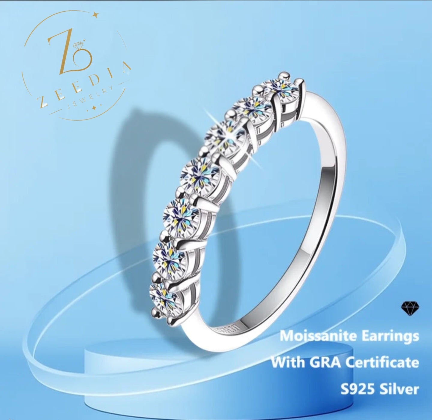 Moissanite Eternity Band Ring – GRA Certified