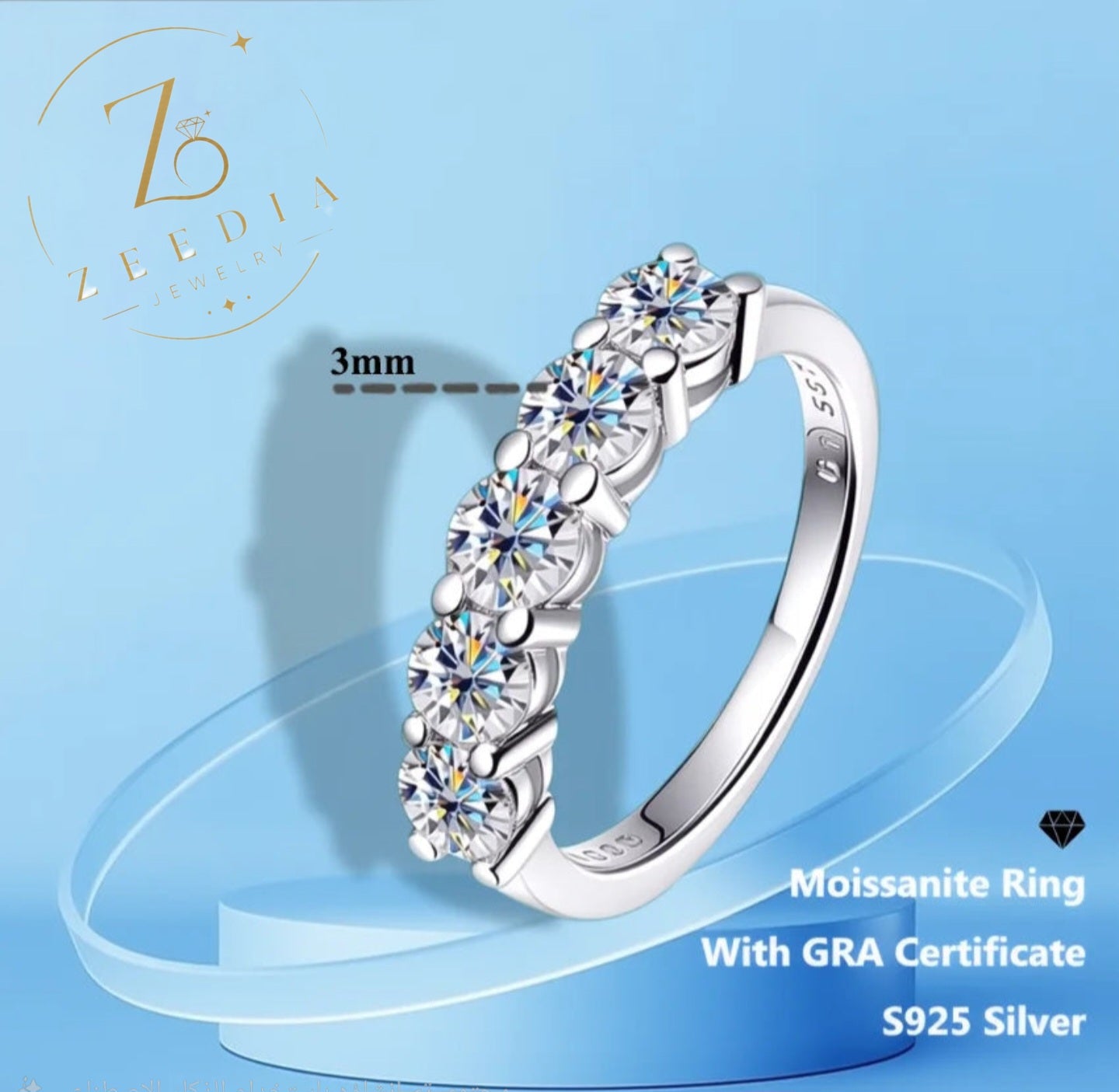 Moissanite Eternity Band Ring – GRA Certified