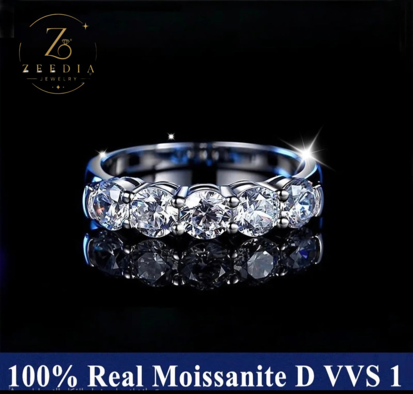 ZeediaJewelry ™ Moissanite Ring — 100% Real D VVS1 | Sterling Silver 925